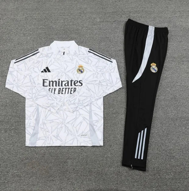 Survêtement zippé 1/4 Real Madrid 2024/2025 Blanc Camo