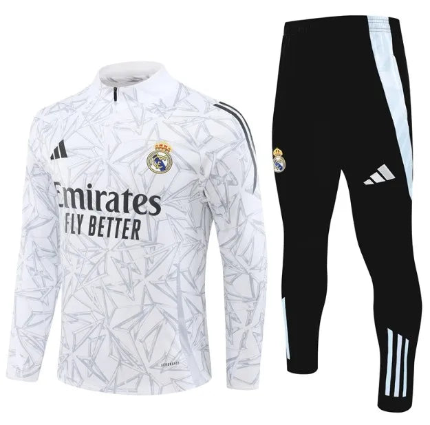 Survêtement zippé 1/4 Real Madrid 2024/2025 Blanc Camo