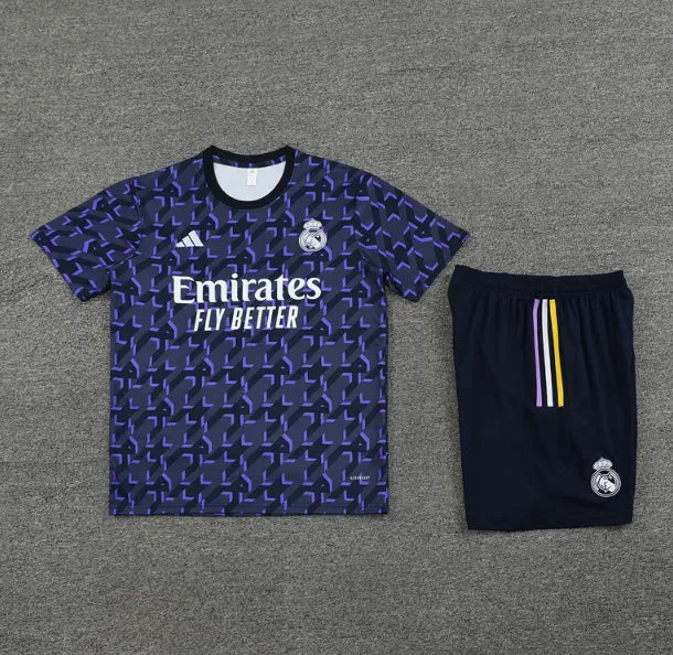 Real Madrid 2023/2024 Short Sleeve/Shorts Tracksuit Blue Camo