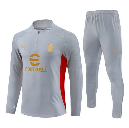 AC Milan 2024/2025 1/4 Zipper Tracksuit Grey