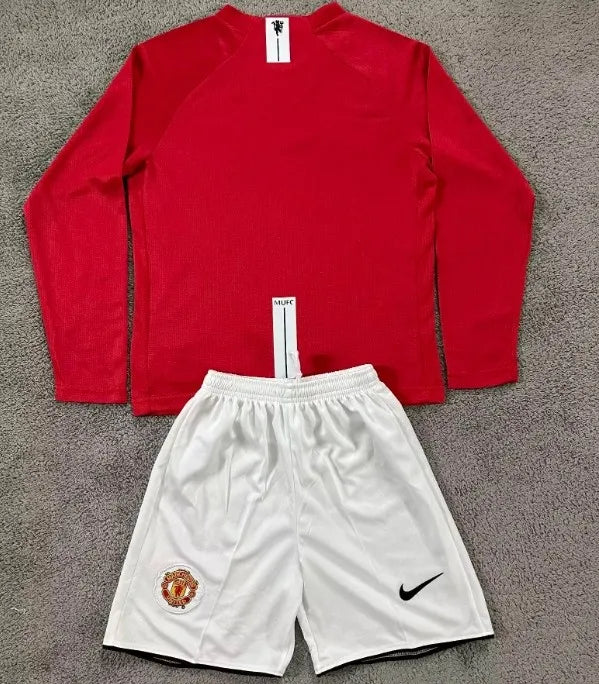 Manchester United 2007/2008 Home Retro Long Sleeve Set Kids