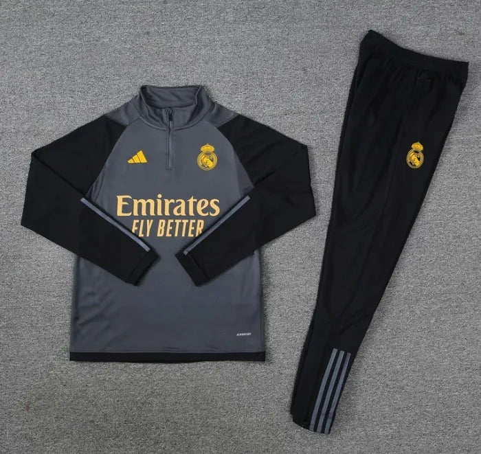 Real Madrid 2023/2024 1/4 Zipper Tracksuit Grey