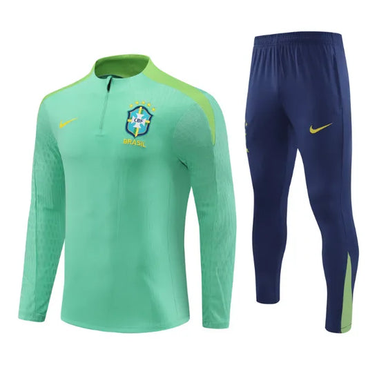 Brazil 2024 1/4 Zipper Tracksuit Green