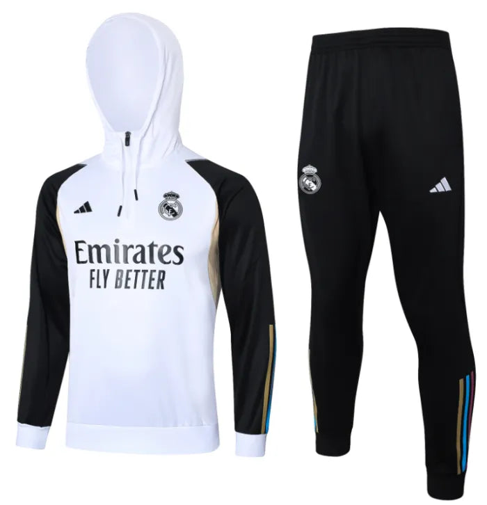 Real Madrid 2023/2024 Hooded Tracksuit White