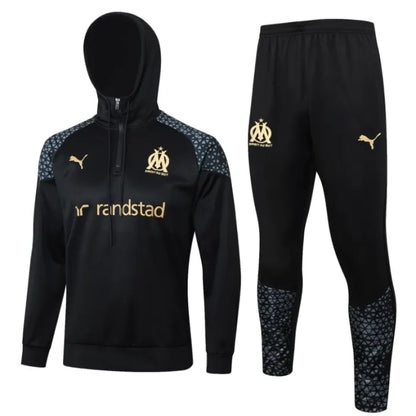 Marseille 2023/2024 Hooded Tracksuit Black