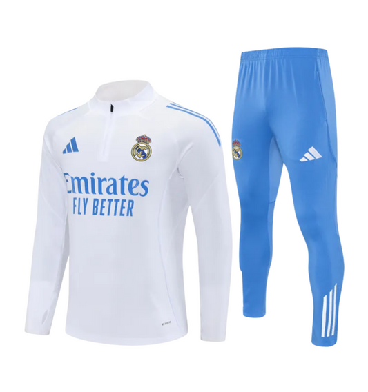Real Madrid 2024/2025 1/4-Reißverschluss-Trainingsanzug, weiß