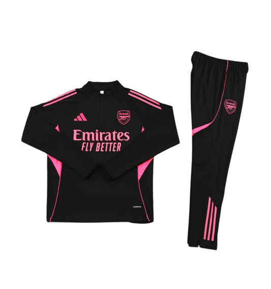 Arsenal 2025/2026 1/4 Zipper Tracksuit Black/Pink