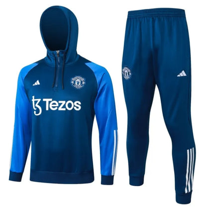 Manchester United 2023/2024 Hooded Tracksuit Blue