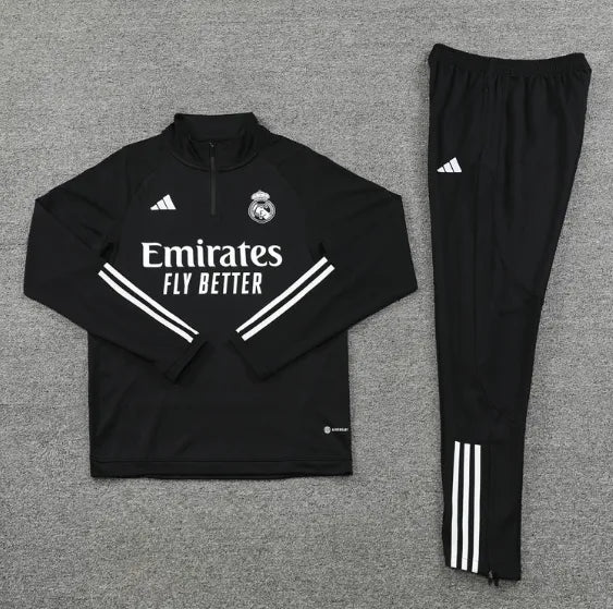 Real Madrid 2023/2024 1/4 Zipper Tracksuit Black