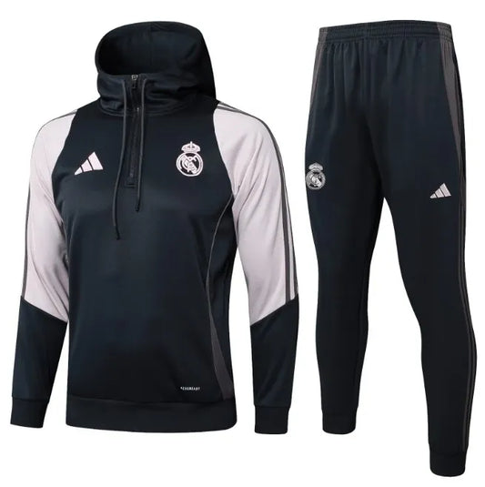 Real Madrid 2024/2025 Hooded Tracksuit Dark Grey