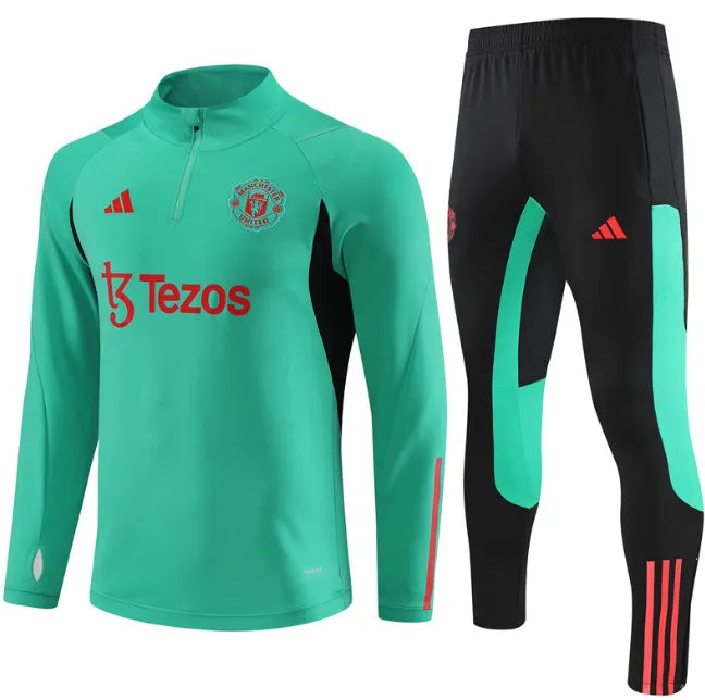 Manchester United 2023/2024 1/4 Zipper Tracksuit Green