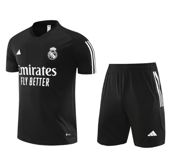 Real Madrid 2023/2024 Short Sleeve/Shorts Tracksuit Black