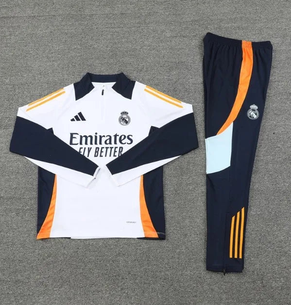 Real Madrid 2024/2025 1/4 Zipper Tracksuit White