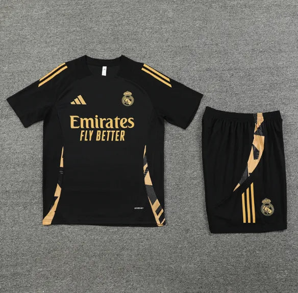 Real Madrid 2024/2025 Short Sleeve/Shorts Tracksuit Black