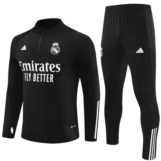 Real Madrid 2023/2024 1/4 Zipper Tracksuit Black