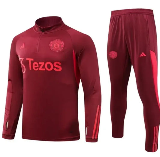 Manchester United 2023/2024 1/4 Zipper Tracksuit Dark Red