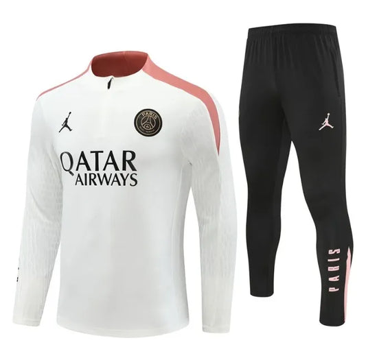 PSG 2024/2025 1/4 Zipper Tracksuit White