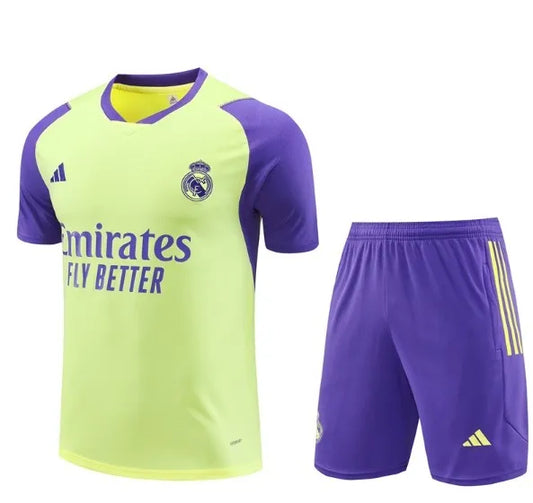 Real Madrid 2023/2024 Short Sleeve/Shorts Tracksuit Yellow