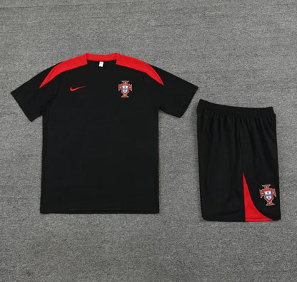 Portugal 2024 Short Sleeve/Shorts Tracksuit Black