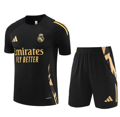 Real Madrid 2024/2025 Short Sleeve/Shorts Tracksuit Black