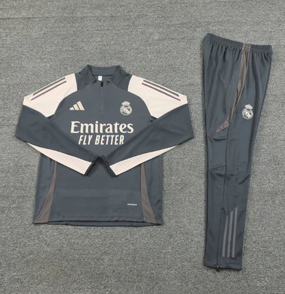 Real Madrid 2024/2025 1/4 Zipper Tracksuit Grey