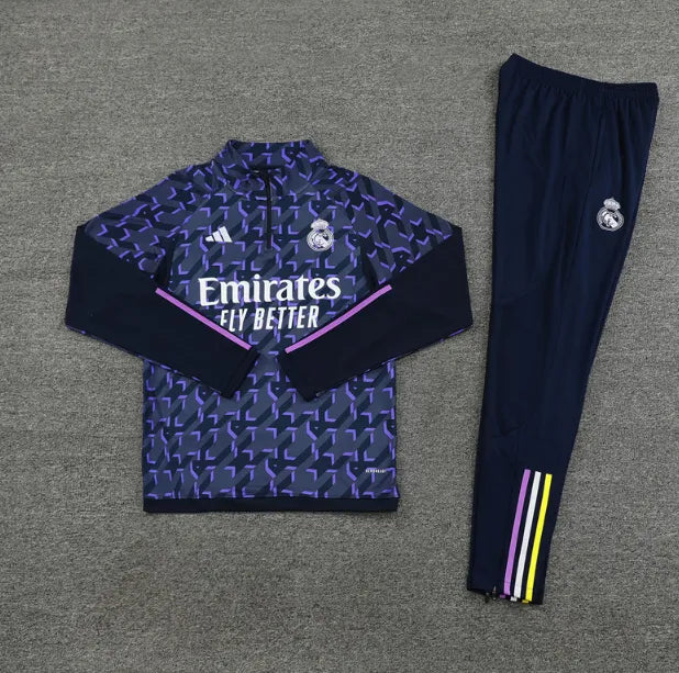 Real Madrid 2023/2024 1/4 Zipper Tracksuit Blue Camo