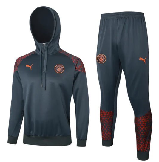 Manchester City 2023/2024 Hooded Tracksuit Grey