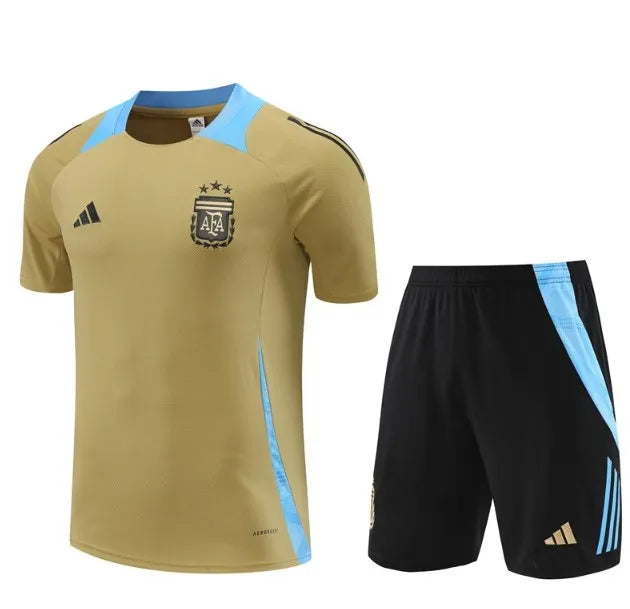 Argentina 2024 Short Sleeve/Shorts Tracksuit Gold