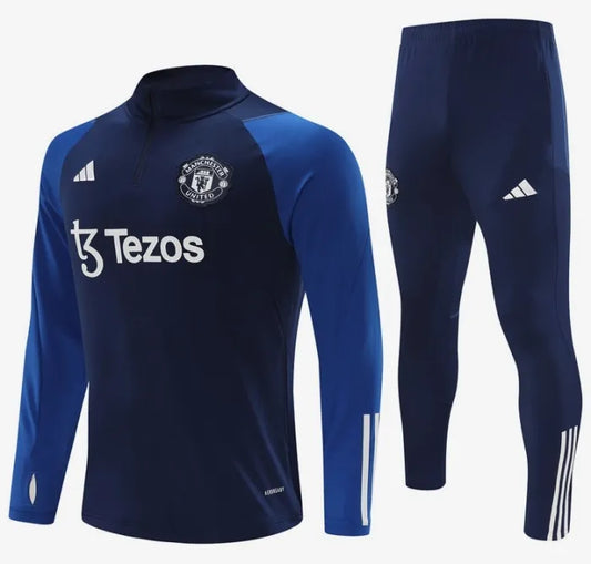 Manchester United 2023/2024 1/4 Zipper Tracksuit Blue