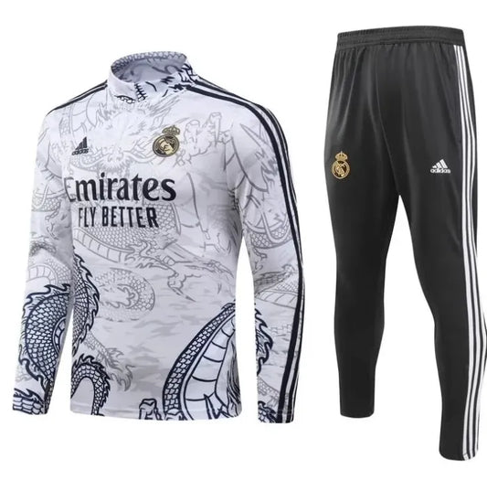 Real Madrid 2023/2024 1/4 Zipper Tracksuit Special White