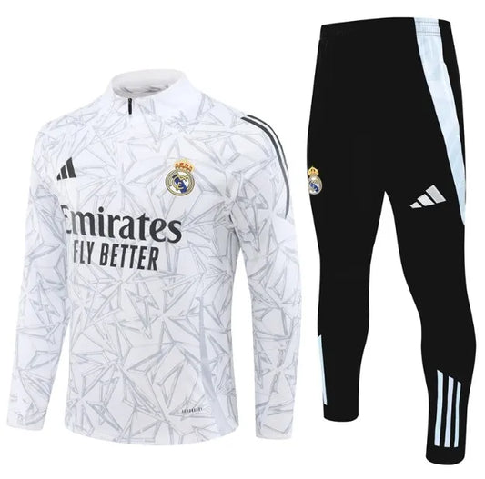 Real Madrid 2024/2025 1/4 Zipper Tracksuit White Camo