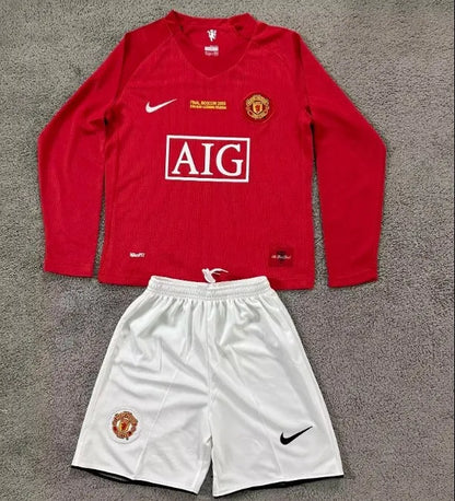 Manchester United 2007/2008 Home Retro Long Sleeve Set Kids