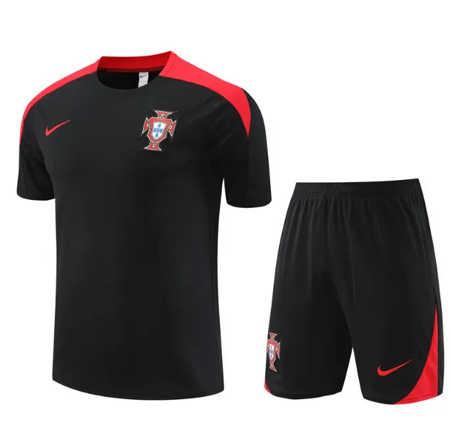 Portugal 2024 Short Sleeve/Shorts Tracksuit Black