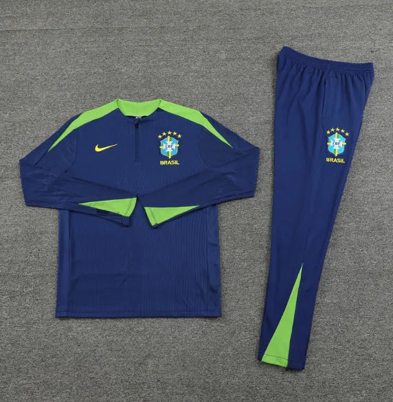 Brazil 2024 1/4 Zipper Tracksuit Blue