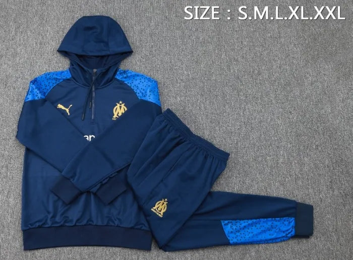 Marseille 2023/2024 Hooded Tracksuit Blue