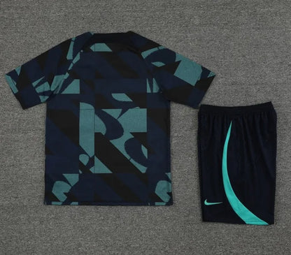 Barcelona 2023/2024 Short Sleeve/Shorts Tracksuit Turquoise Camo