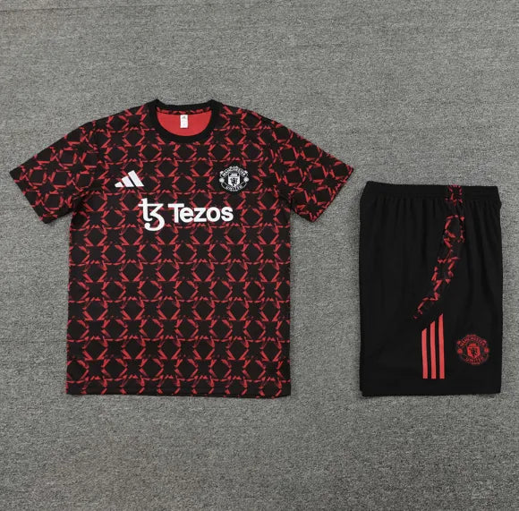 Manchester United 2024/2025 Short Sleeve/Shorts Tracksuit Red/Black