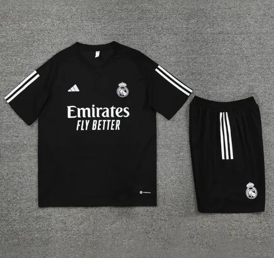 Real Madrid 2023/2024 Short Sleeve/Shorts Tracksuit Black