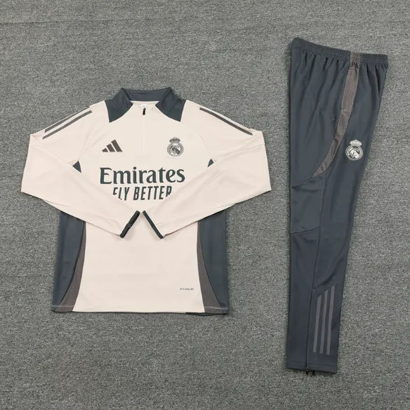 Real Madrid 2024/2025 1/4 Zipper Tracksuit Beige