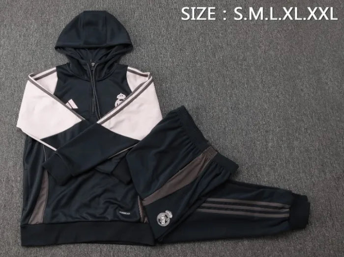 Real Madrid 2024/2025 Hooded Tracksuit Dark Grey