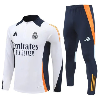 Real Madrid 2024/2025 1/4 Zipper Tracksuit White