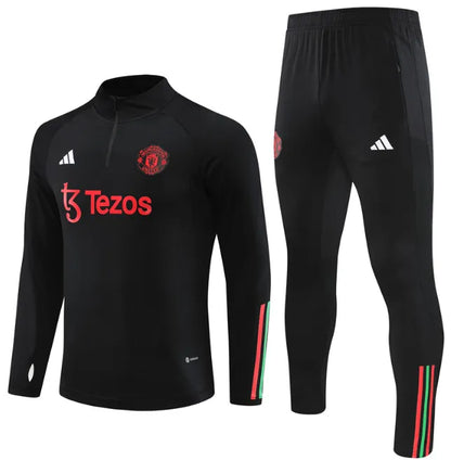 Manchester United 2023/2024 1/4 Zipper Tracksuit Black