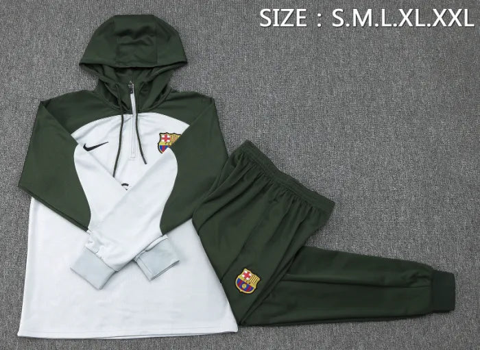 Barcelona 2023/2024 Hooded Tracksuit Grey