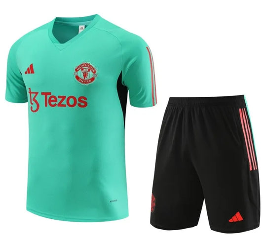 Manchester United 2023/2024 Short Sleeve/Shorts Tracksuit Green