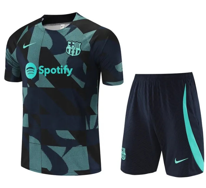 Barcelona 2023/2024 Short Sleeve/Shorts Tracksuit Turquoise Camo