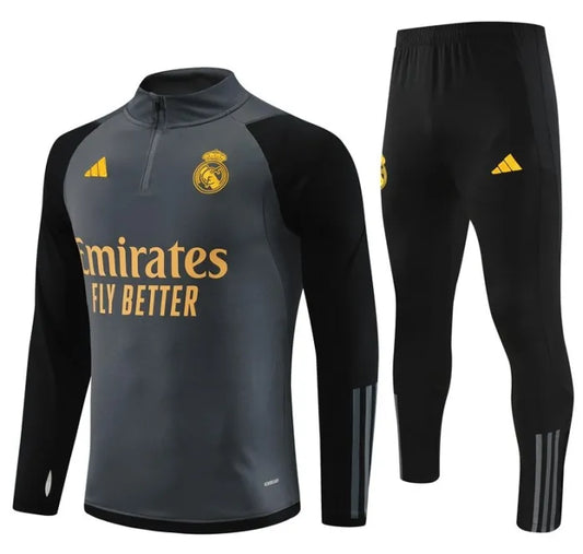 Real Madrid 2023/2024 1/4 Zipper Tracksuit Grey