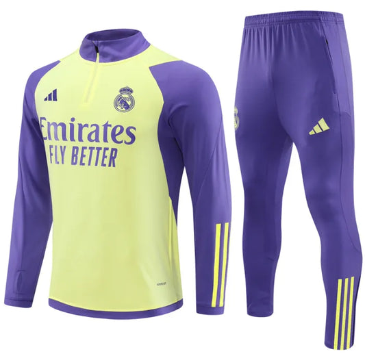 Real Madrid 2023/2024 1/4 Zipper Tracksuit Yellow