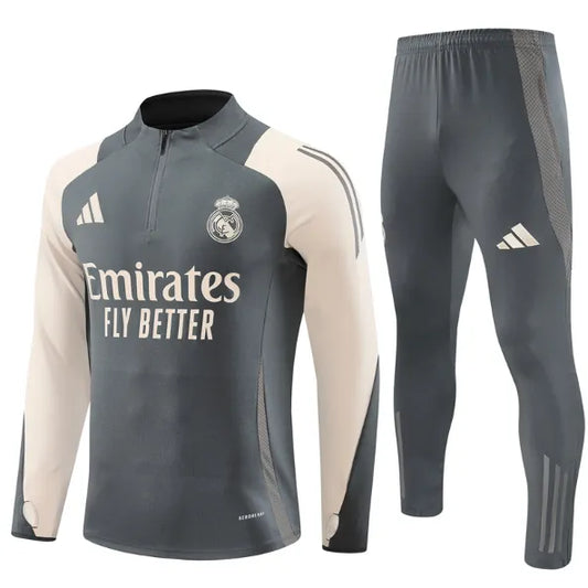 Real Madrid 2024/2025 1/4 Zipper Tracksuit Grey