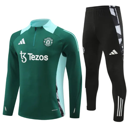 Manchester United 2024/2025 1/4 Zipper Tracksuit Green