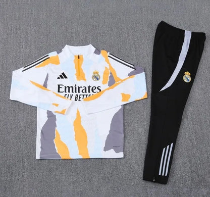 Real Madrid 2024/2025 1/4 Zipper Tracksuit White/Orange Camo